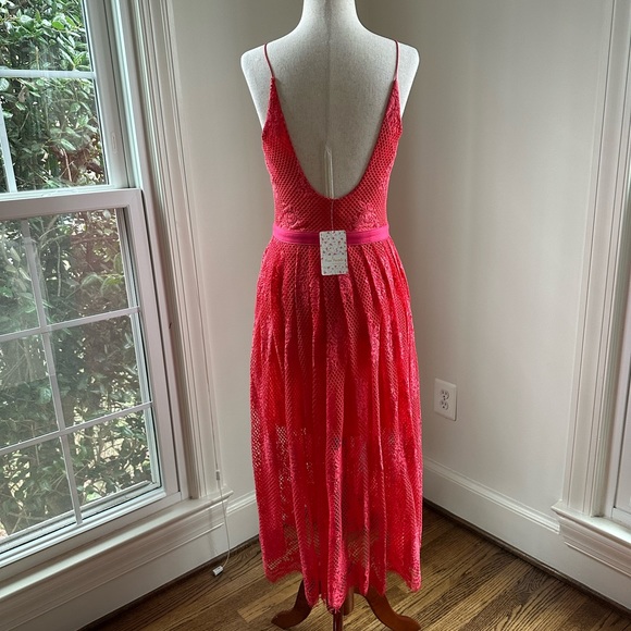 FREE PEOPLE NWT Red Orange Lace Dress Plunging V Sexy Back - Picture 10 of 10